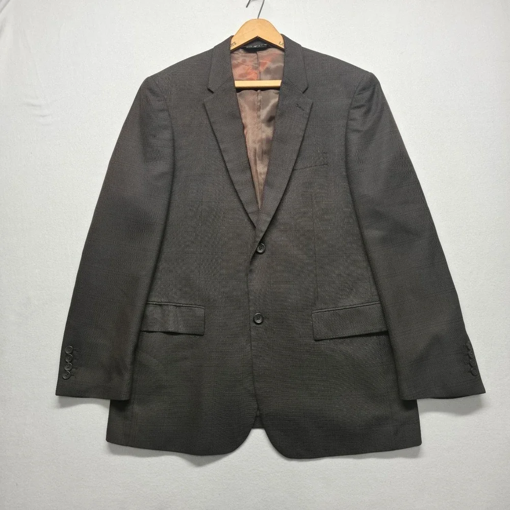 Perry Ellis Men's‎ Brown Plaid 2 Button Blazer Size 42 Regular